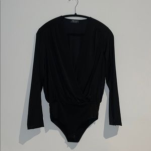 Zara plunging neckline long sleeved bodysuit